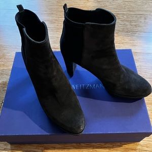 Charcoal grey suede Stuart Weitzman high heel ankle boot